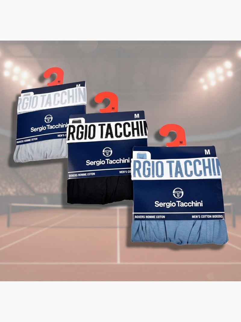 Sergio Tacchini Pack de calzoncillos bóxers para hombre Lote de 3 Negro Azul - Kiabi