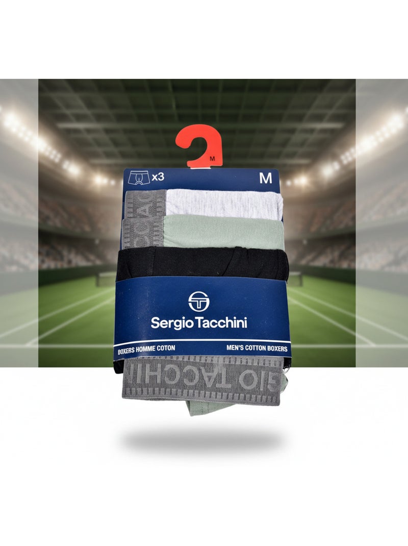 Sergio Tacchini Pack de calzoncillos bóxers para hombre Lote de 3 Negro Gris - Kiabi