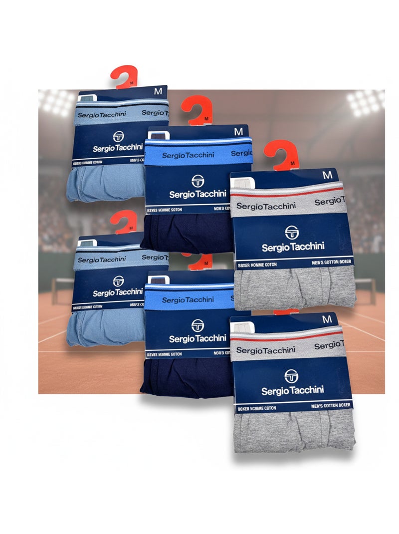 Sergio Tacchini Pack de calzoncillos bóxers para hombre Lote de 6 Azul gris - Kiabi