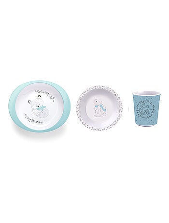 Servicio de comida para bebé en melamina Thermobaby, conejitos, motivos, 2 platos