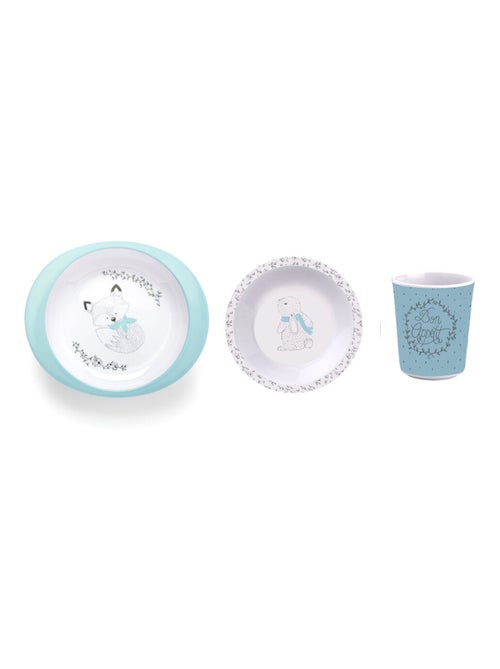Servicio de comida para bebé en melamina Thermobaby, conejitos, motivos, 2 platos - Kiabi