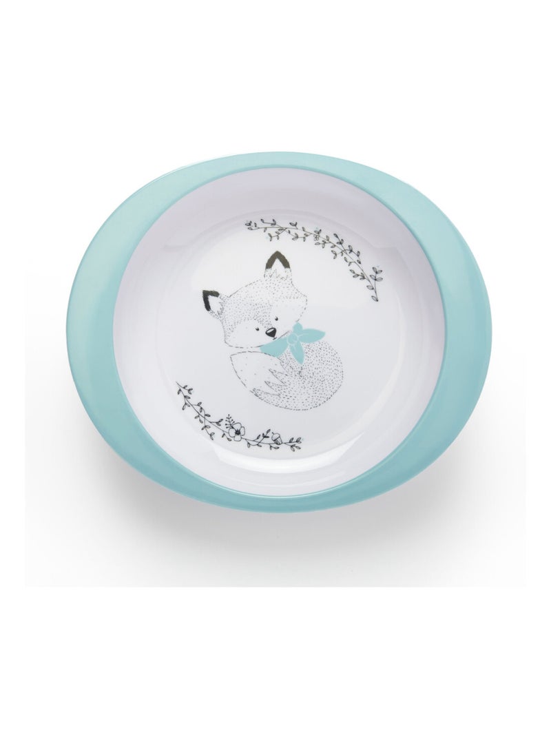 Servicio de comida para bebé en melamina Thermobaby, conejitos, motivos, 2 platos Blanco Azul - Kiabi