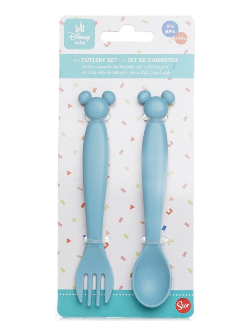 Servicio de cubiertos para bebé Disney Mickey de 2 piezas en PP Thermobaby sin BPA Azul - Kiabi