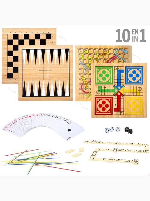 Set 10 en 1 juegos mesa clásicos con estuche de madera - colorbbay - Kiabi Set 10 en 1 juegos mesa clásicos con estuche de madera - colorbbay - Kiabi