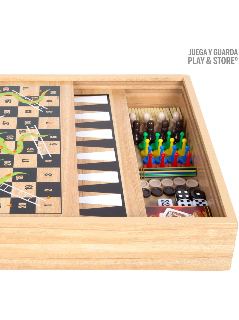 Set 10 en 1 juegos mesa clásicos con estuche de madera - colorbbay N/D - Kiabi