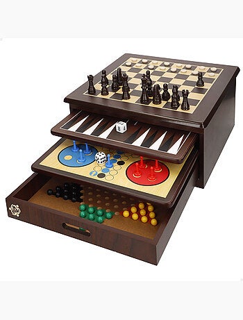 Set 10 juegos de mesa c/caja organizadora madera cb games