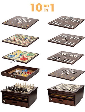 Set 10 juegos de mesa c/caja organizadora madera cb games