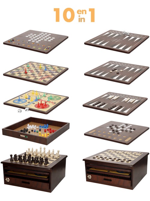 Set 10 juegos de mesa c/caja organizadora madera cb games - Kiabi