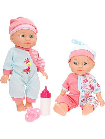 Set 2 muñecos bebé 30 cm con accesorios colorbaby's