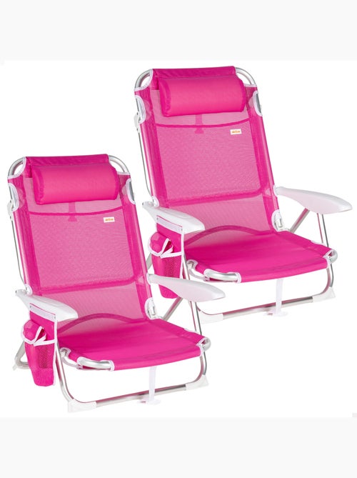 Set 2 sillas de playa baja plegables y multiposición 51x45x76 cm aktive - Kiabi