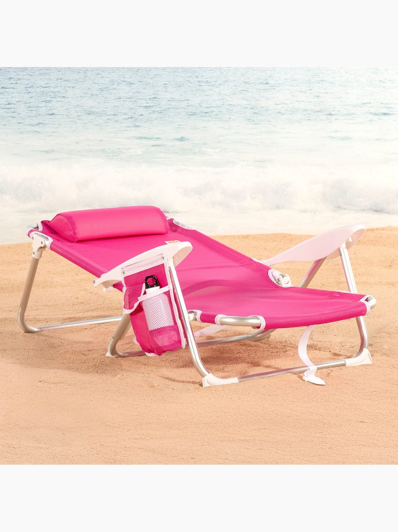 Set 2 sillas de playa baja plegables y multiposición 51x45x76 cm aktive Rosa fucsia - Kiabi