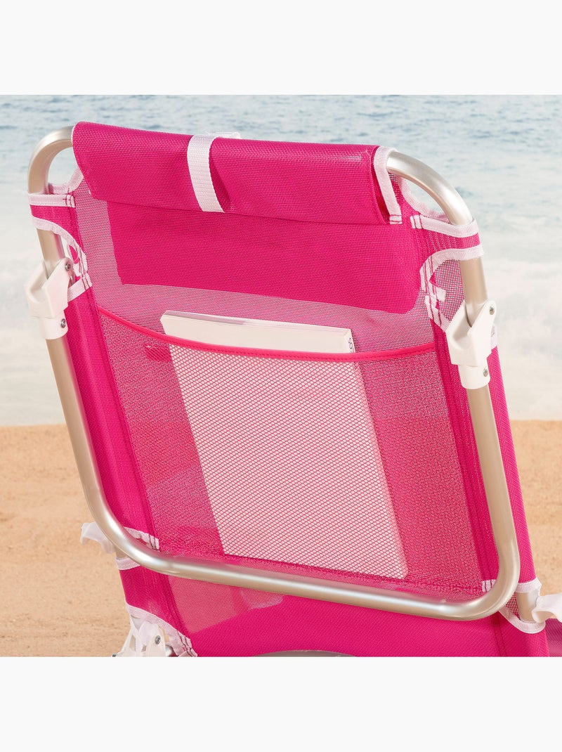 Set 2 sillas de playa baja plegables y multiposición 51x45x76 cm aktive Rosa fucsia - Kiabi