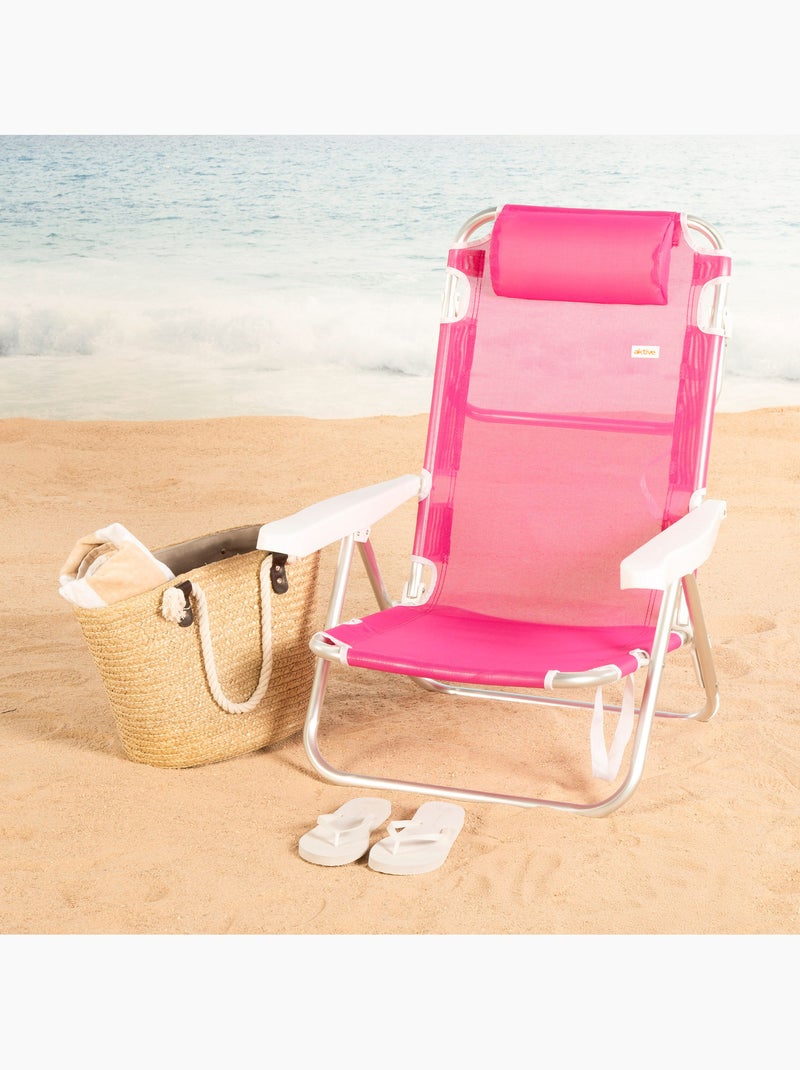 Set 2 sillas playa baja multiposición 48x46x84 cm aktive Rosa fucsia - Kiabi
