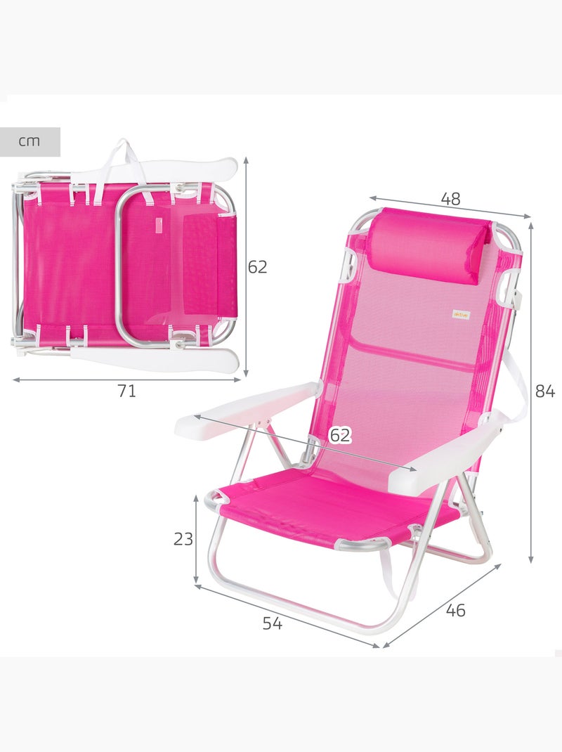 Set 2 sillas playa baja multiposición 48x46x84 cm aktive Rosa fucsia - Kiabi