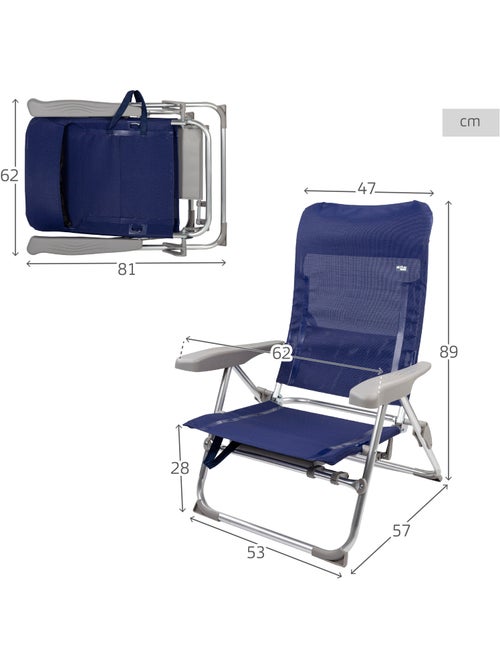 Set 2 sillas playa multiposición plegable con mesa y cojín aktive - Kiabi