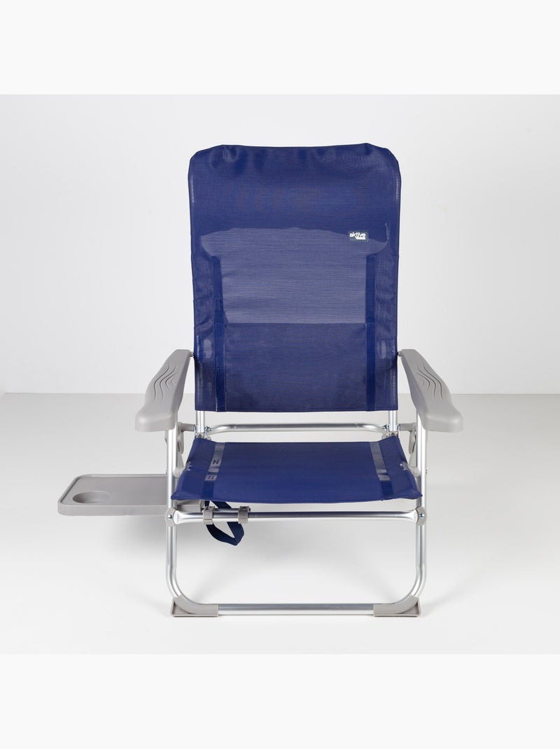 Set 2 sillas playa multiposición plegable con mesa y cojín aktive Azul marino - Kiabi