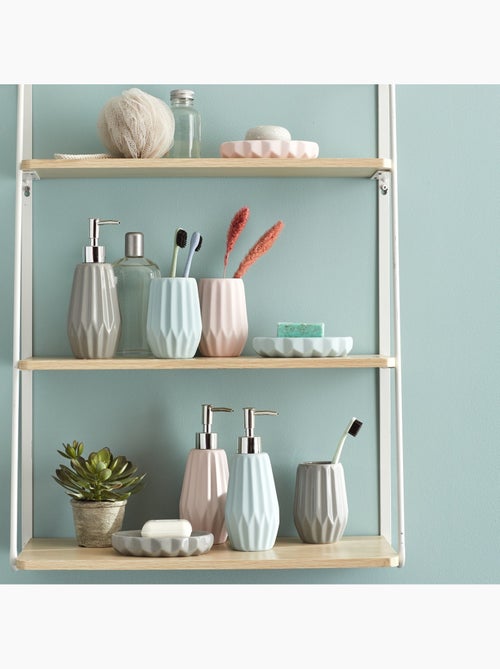 Set 3 accesorios baño cerámica FACETTE textura relieve Guy Levasseur - Kiabi Set 3 accesorios baño cerámica FACETTE textura relieve Guy Levasseur - Kiabi