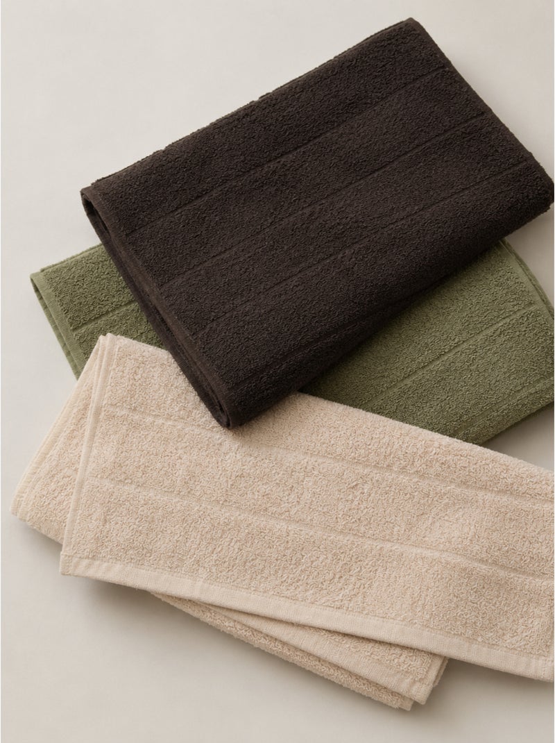 Set 3 paños de cocina 100% algodón, colores surtidos, tejido rizo - Gamusi. Blanco / Negro / Verde - Kiabi