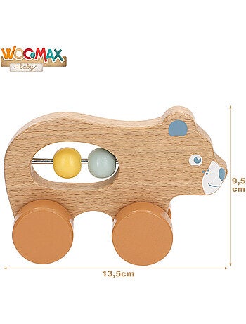 Set 4 sonajeros bebé recién nacido madera WOOMAX