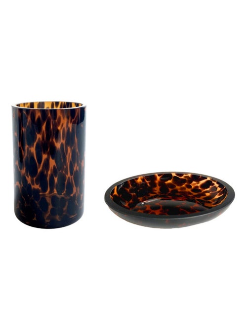 Set accesorios baño de vidrio con estampado leopardo 2 piezas - Guy Levasseur - Kiabi Set accesorios baño de vidrio con estampado leopardo 2 piezas - Guy Levasseur - Kiabi