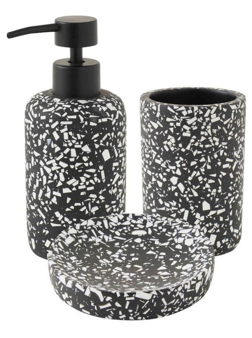 Set accesorios baño terrazzo 3 piezas polirresina negro Guy Levasseur - Kiabi
