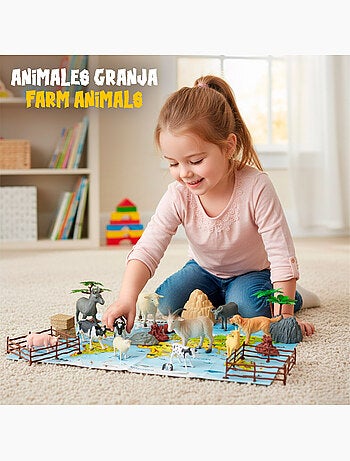 Set animales de granja con tapete y accesorios 30 pzas. Animal world