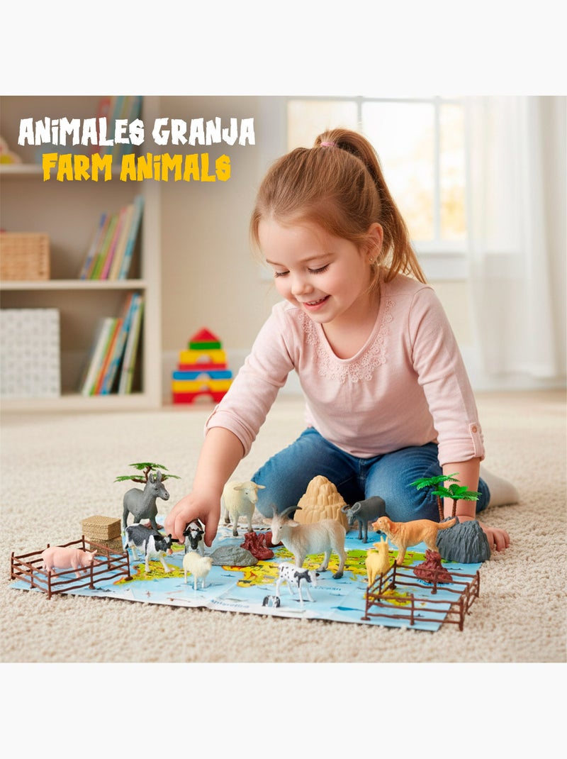 Set animales de granja con tapete y accesorios 30 pzas. Animal world N/D - Kiabi
