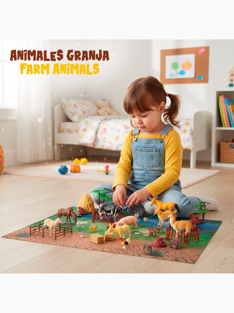Set animales de granja con tapete y accesorios 60 pzas. Animal world N/D - Kiabi