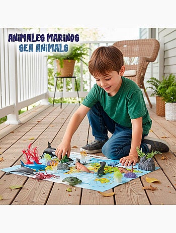 Set animales marinos con tapete y accesorios 30 pzas. Animal world
