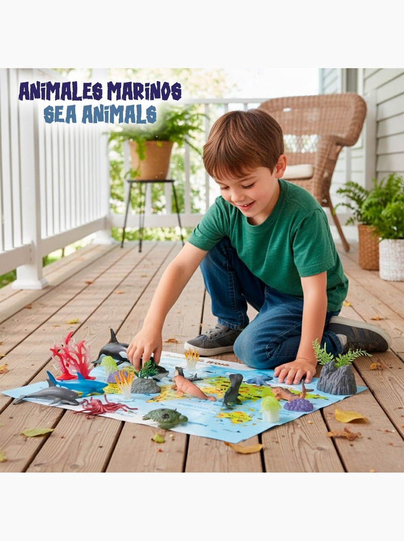 Set animales marinos con tapete y accesorios 30 pzas. Animal world N/D - Kiabi