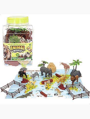 Set animales salvajes con tapete y accesorios 30 pzas. Animal world
