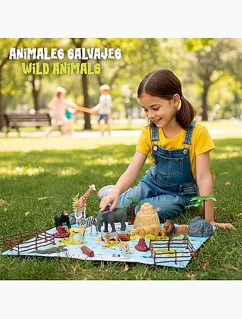 Set animales salvajes con tapete y accesorios 30 pzas. Animal world