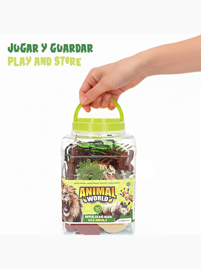 Set animales salvajes con tapete y accesorios 30 pzas. Animal world N/D - Kiabi