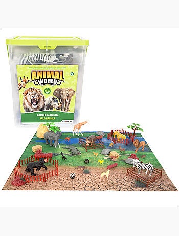 Set animales salvajes con tapete y accesorios 60 pzas. Animal world