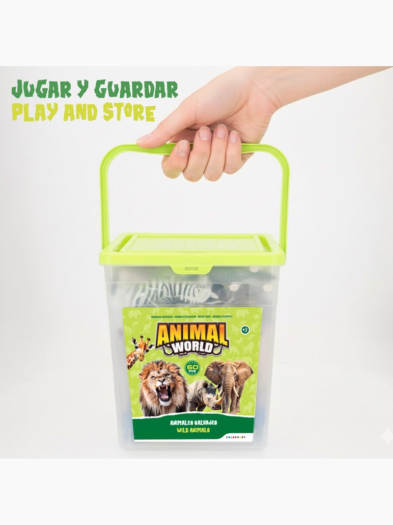 Set animales salvajes con tapete y accesorios 60 pzas. Animal world N/D - Kiabi