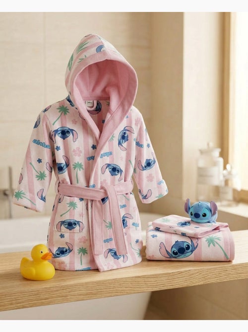 Set Baño Niño Stitch Disney  – Albornoz Capucha + Toalla 50x100 cm + Manopla Baño | Aloha | - Kiabi
