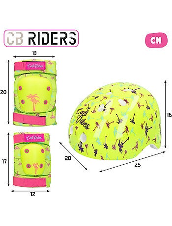 Set casco, coderas y rodilleras amarillo neón cb riders