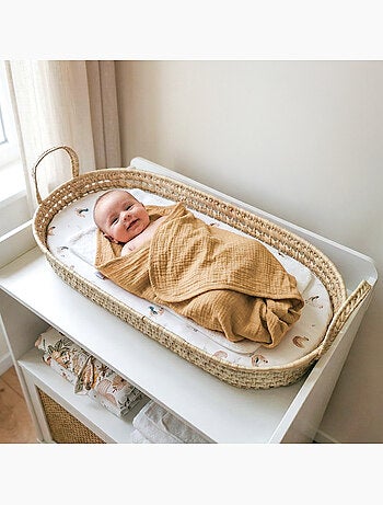 Set cesta cambiador para bebé en muselina doble | SEVIRA KIDS