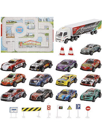 Set circuito ciudad con vehículos fricción 1:87 y señales de tráfico speed & go