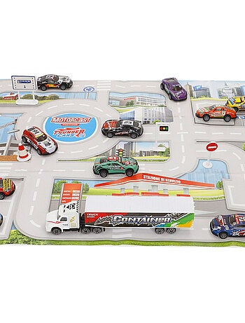 Set circuito ciudad con vehículos fricción 1:87 y señales de tráfico speed & go