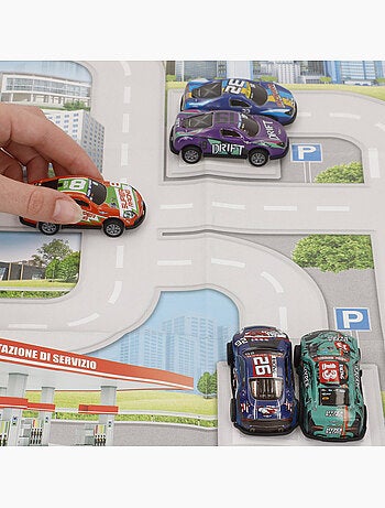 Set circuito ciudad con vehículos fricción 1:87 y señales de tráfico speed & go
