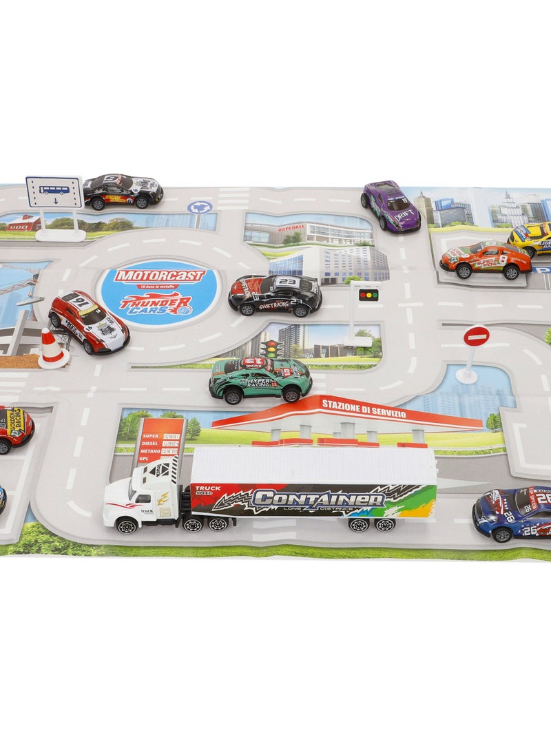 Set circuito ciudad con vehículos fricción 1:87 y señales de tráfico speed & go N/D - Kiabi
