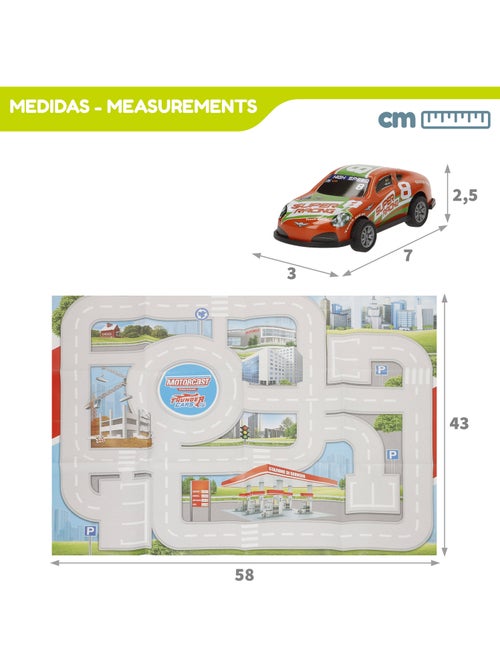 Set circuito ciudad con vehículos fricción 1:87 y señales de tráfico speed & go - Kiabi