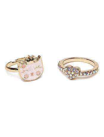 Set de 2 anillos ajustables kitty love | Great Pretenders