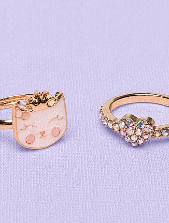 Set de 2 anillos ajustables kitty love | Great Pretenders