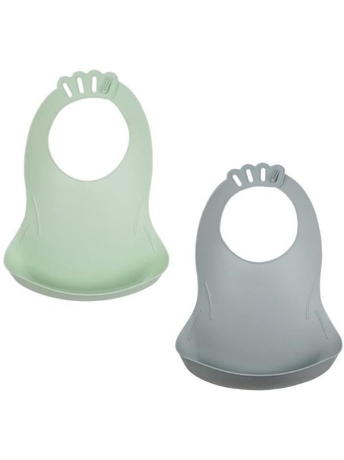Set de 2 baberos impermeables thermobaby bibou con bolsillo que recoge los alimentos - Kiabi Set de 2 baberos impermeables thermobaby bibou con bolsillo que recoge los alimentos - Kiabi