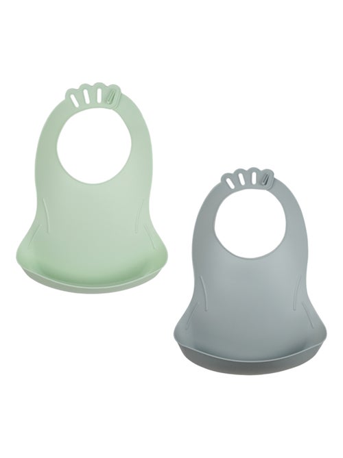 Set de 2 baberos impermeables Thermobaby BIBOU con bolsillo que recoge los alimentos - Kiabi Set de 2 baberos impermeables Thermobaby BIBOU con bolsillo que recoge los alimentos - Kiabi