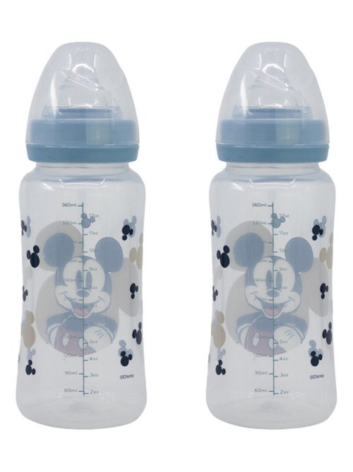 Set de 2 biberones Disney Baby Mickey Mouse de 360 ml de silicona anti-cólicos - Kiabi