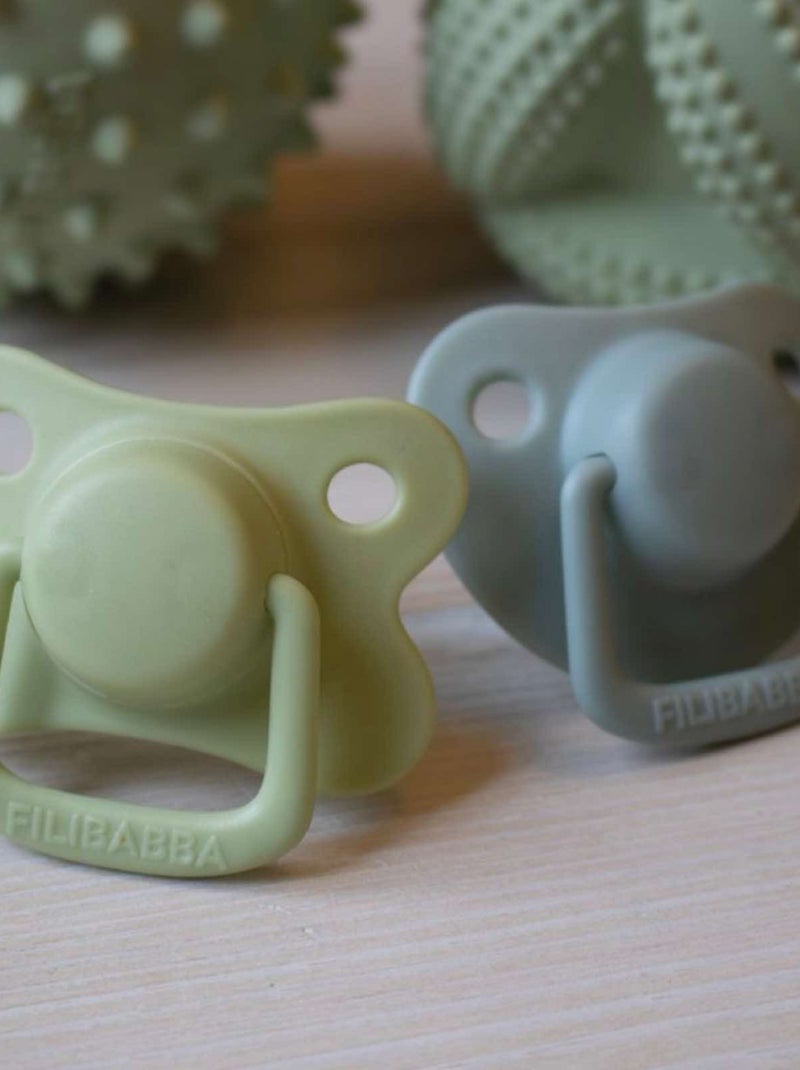 Set de 2 chupetes anatómicos de silicona 6 meses y más | Filibabba Gris - Kiabi