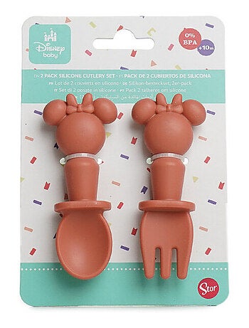 Set de 2 cubiertos de silicona Thermobaby Minnie Baby cuchara y tenedor